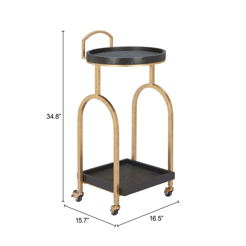Pemberly Row Modern / Contemporary Metal Bar Cart Black Finish