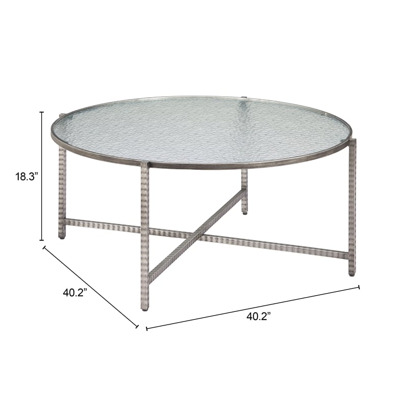 Pemberly Row Modern / Contemporary Metal Coffee Table Silver