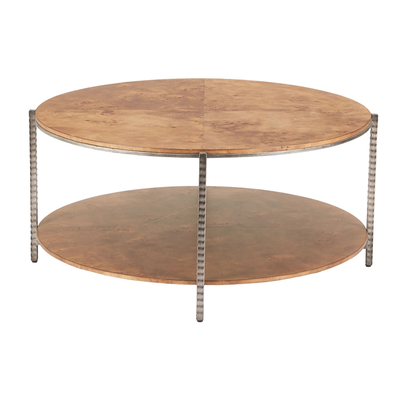 Pemberly Row Modern / Contemporary Metal Coffee Table Brown Finish