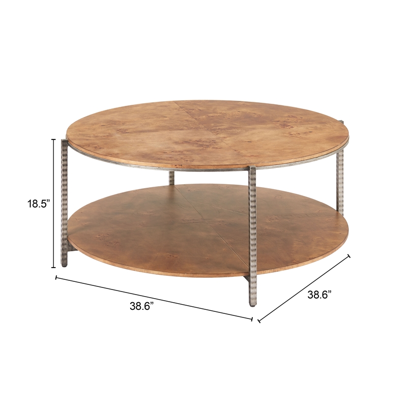 Pemberly Row Modern / Contemporary Metal Coffee Table Brown Finish