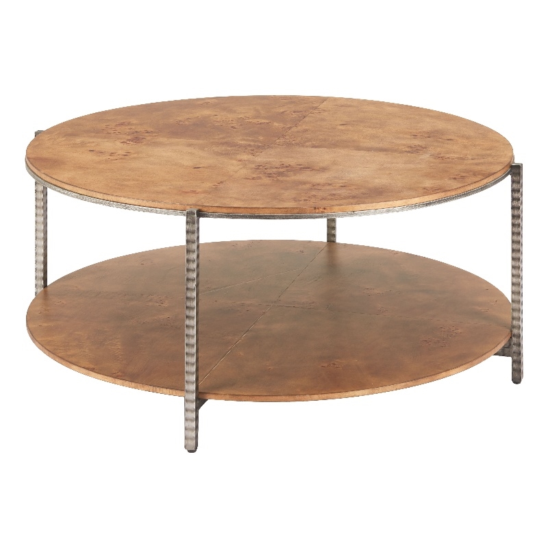 Pemberly Row Modern / Contemporary Metal Coffee Table Brown Finish