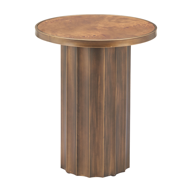 Pemberly Row Modern / Contemporary Metal Side Table Brown Finish
