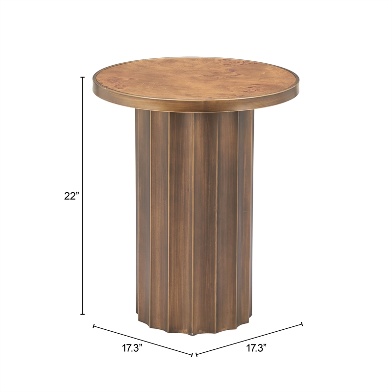 Pemberly Row Modern / Contemporary Metal Side Table Brown Finish