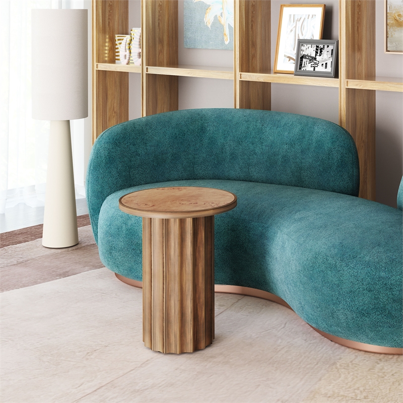 Pemberly Row Modern / Contemporary Metal Side Table Brown Finish