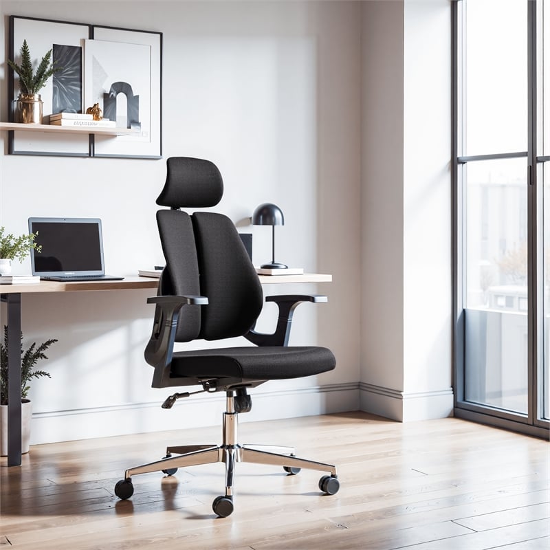Pemberly Row Modern / Contemporary Nylon Office Chair Black Finish