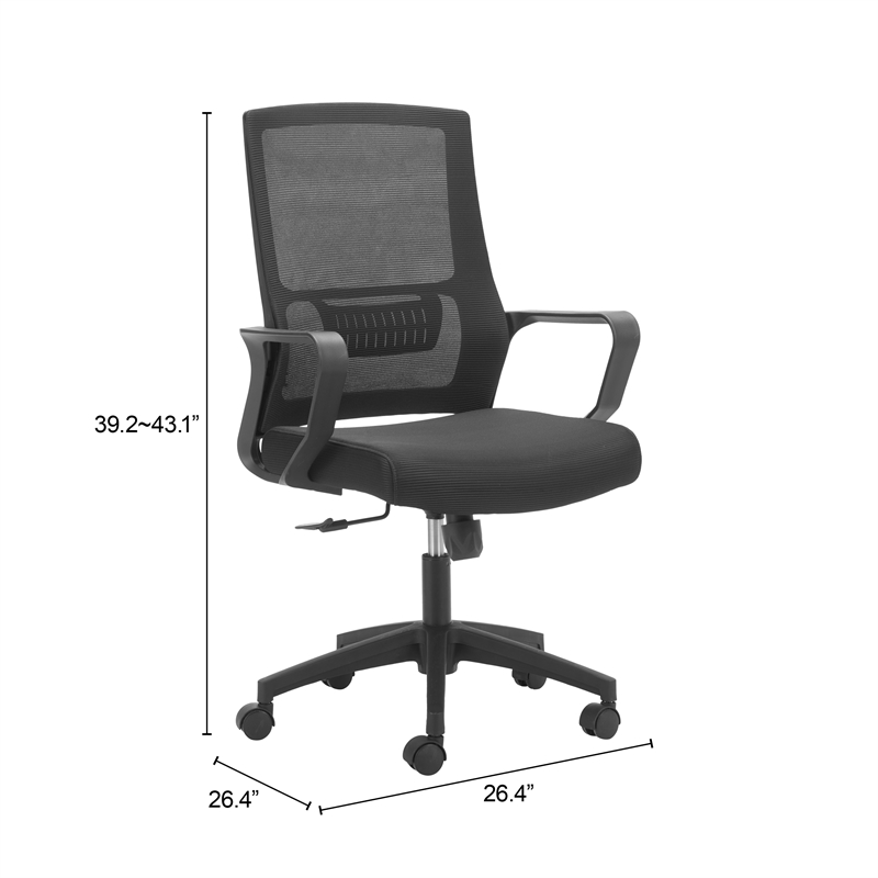 Pemberly Row Modern / Contemporary Nylon Low Back Office Chair Black