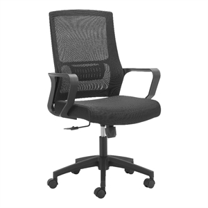 Pemberly Row Modern / Contemporary Nylon Low Back Office Chair Black