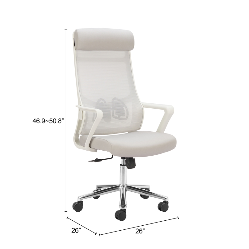 Pemberly Row Contemporary Nylon High Back Office Chair Light Gray