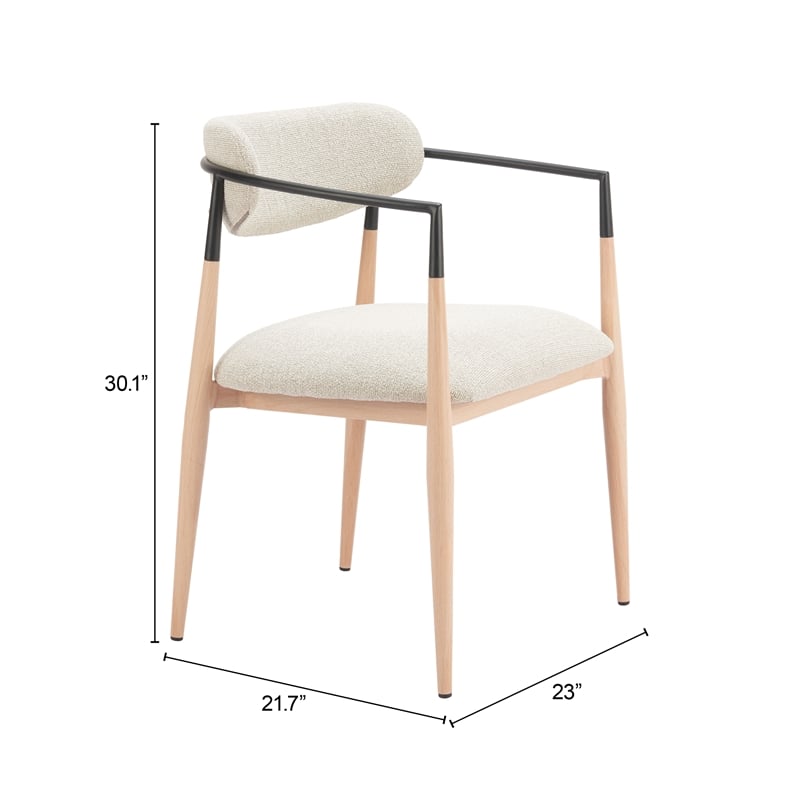 Pemberly Row Contemporary Dining Chair (Set of 2) Oyster Gray & Natural