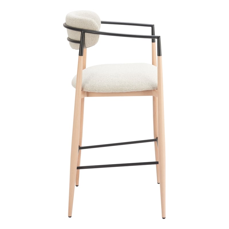 Pemberly Row Contemporary Metal Barstool Oyster Gray & Natural