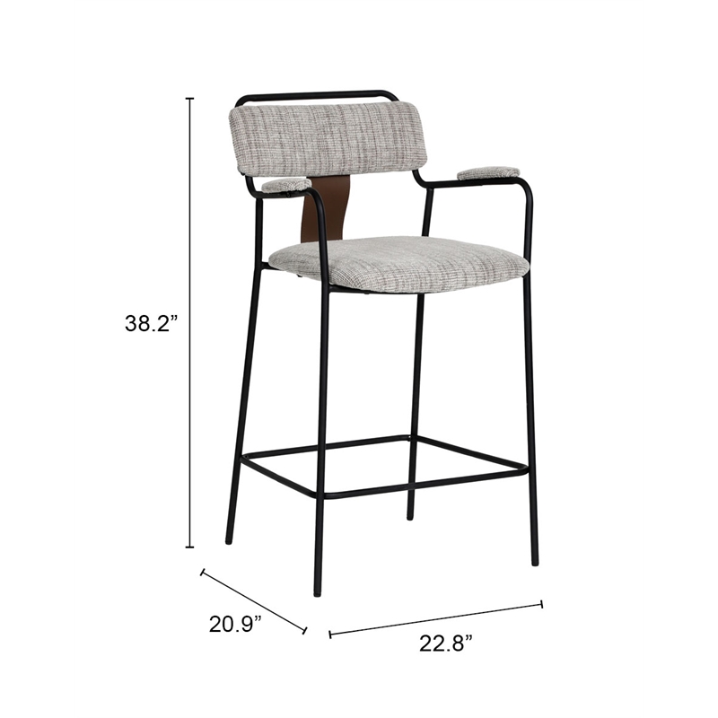Pemberly Row Contemporary Counter Stool (Set of 2) Gray Tweed
