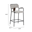 Pemberly Row Contemporary Counter Stool (Set of 2) Gray Tweed