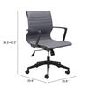 Pemberly Row Modern / Contemporary Metal Office Chair Dark Gray