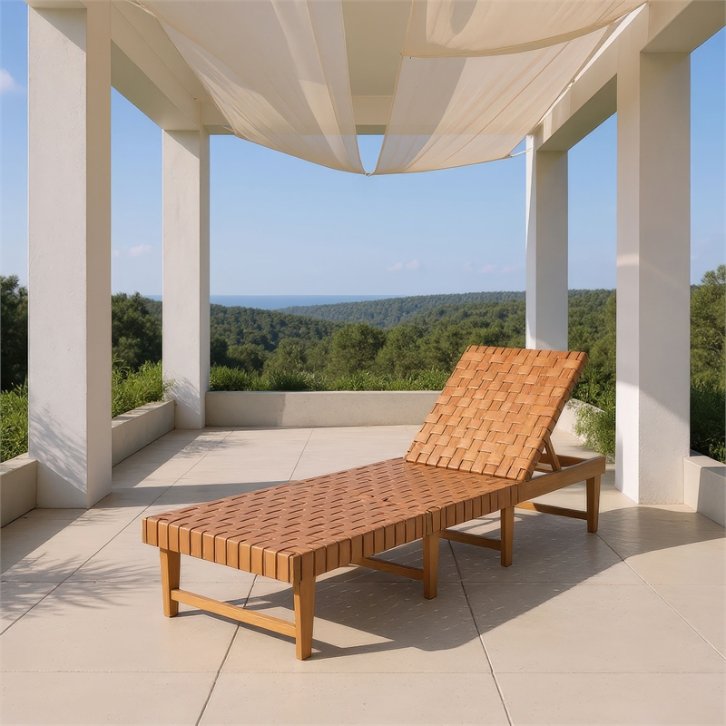 Pemberly Row Modern / Contemporary Solid Wood Chaise Lounge Brown