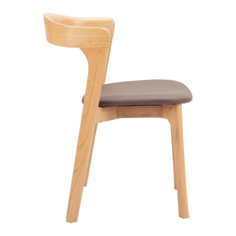 Pemberly Row Contemporary Dining Chair (Set of 2) Brown & Natural