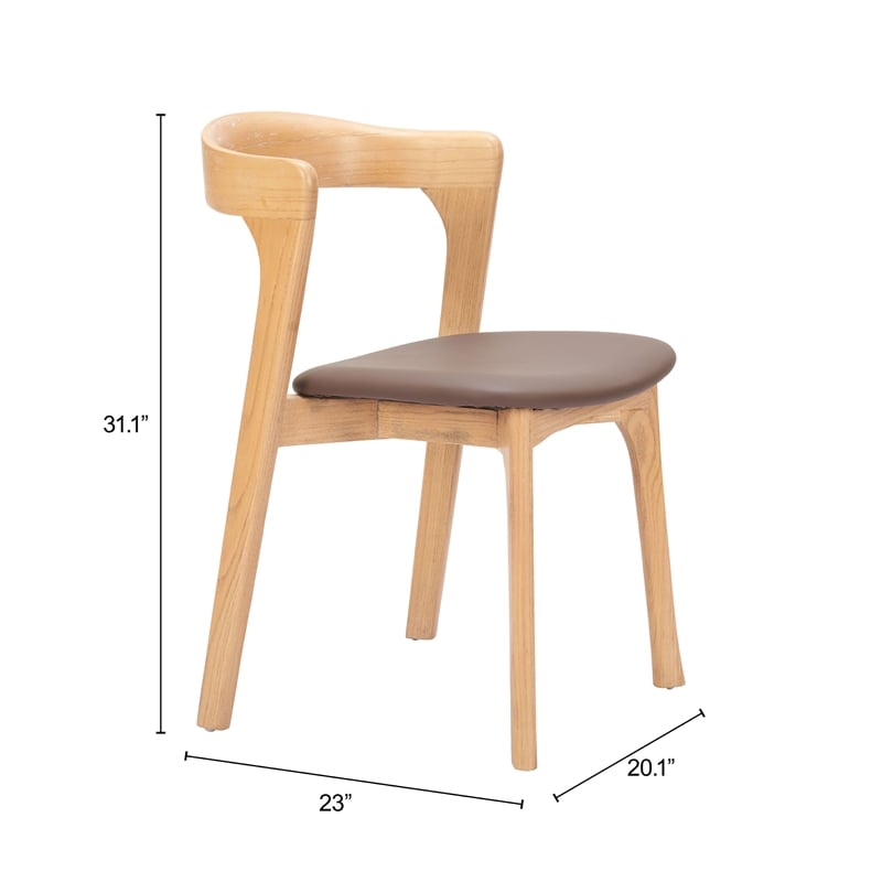 Pemberly Row Contemporary Dining Chair (Set of 2) Brown & Natural