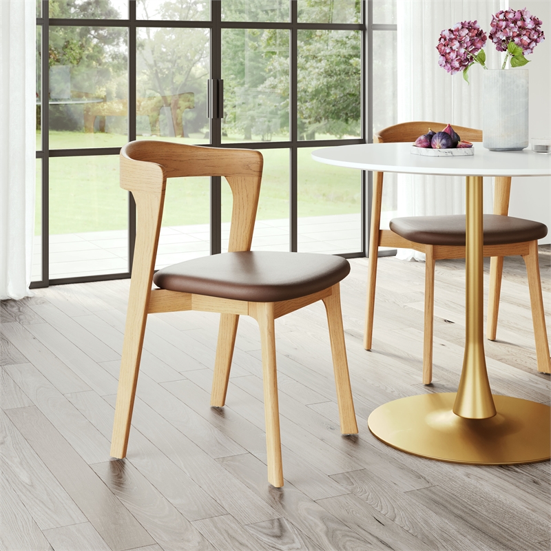 Pemberly Row Contemporary Dining Chair (Set of 2) Brown & Natural