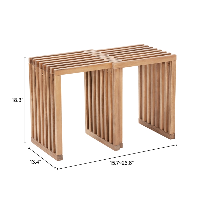 Pemberly Row Contemporary Extendable Stool (Set of 2) Natural