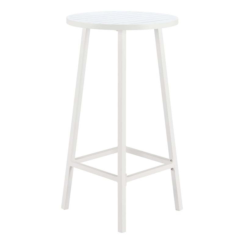 Pemberly Row Contemporary Aluminum Bar Table White Round Tabletop