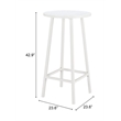 Pemberly Row Contemporary Aluminum Bar Table White Round Tabletop