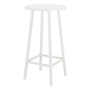 Pemberly Row Contemporary Aluminum Bar Table White Round Tabletop