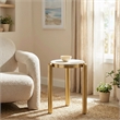 Pemberly Row Contemporary Engineered Wood Side Table White & Gold