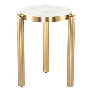 Pemberly Row Contemporary Engineered Wood Side Table White & Gold