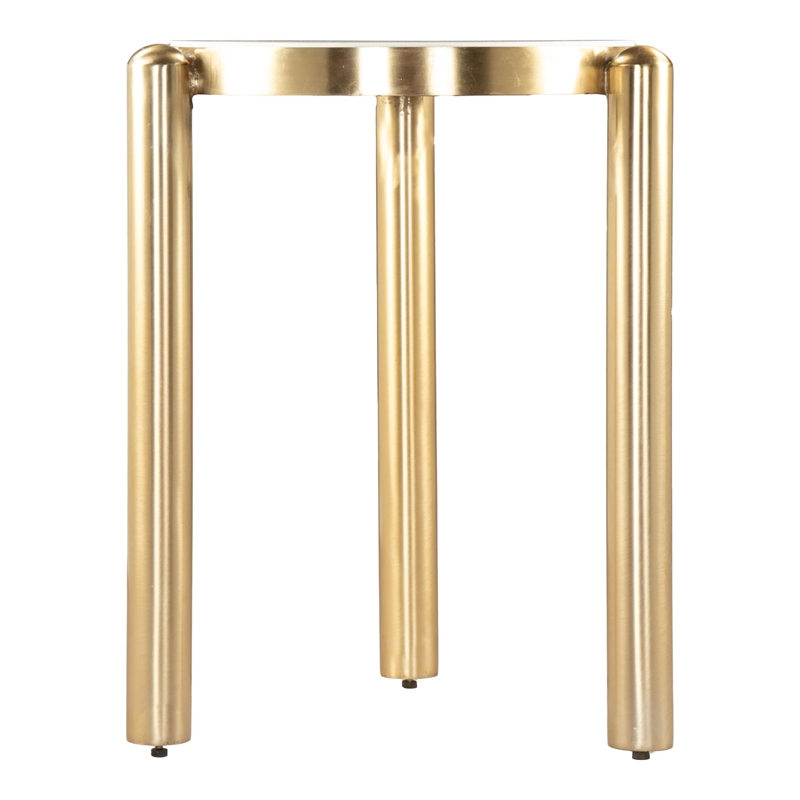 Pemberly Row Contemporary Engineered Wood Side Table White & Gold