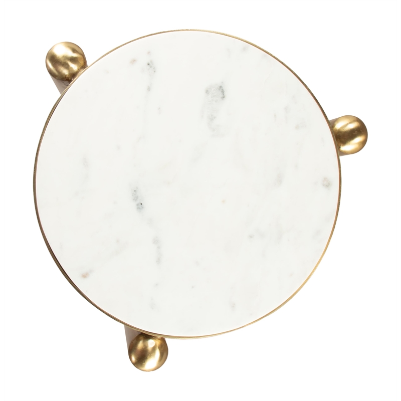 Pemberly Row Contemporary Engineered Wood Side Table White & Gold