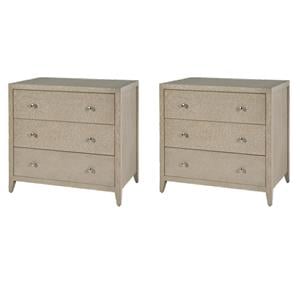Pemberly Row Set of 2 34&quotW Rectangular Wood 3-Drawer Chests in Taupe