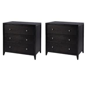 Pemberly Row Set of 2 34&quotW Rectangular Wood 3-Drawer Chests in Coffee