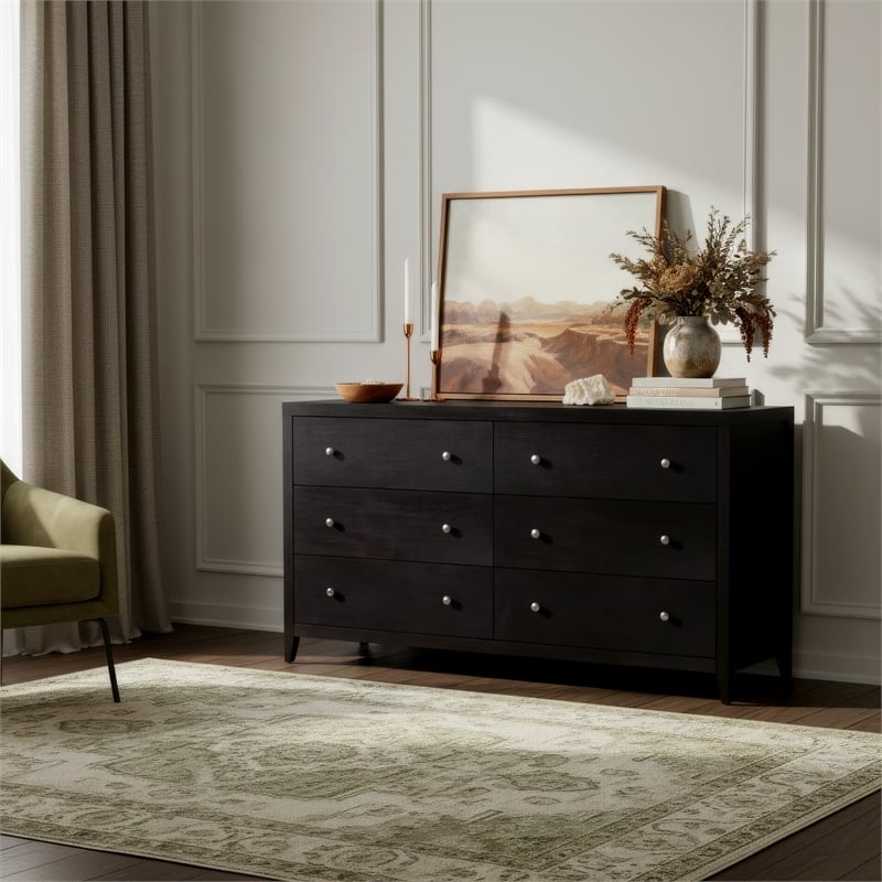 Pemberly Row Bedroom Set 3-Piece of 6-Drawer Dresser & 2-Drawer Nightstands