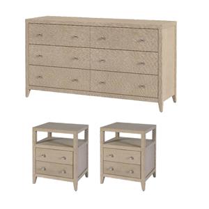 Pemberly Row Bedroom Set 3-Piece of 6-Drawer Dresser & 2-Drawer Nightstands