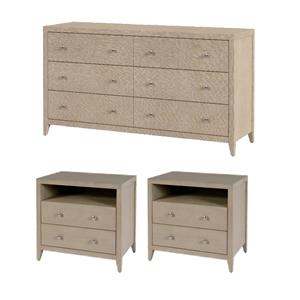 Pemberly Row Bedroom Set 3-Piece of 6-Drawer Dresser & 2-Drawer Nightstands