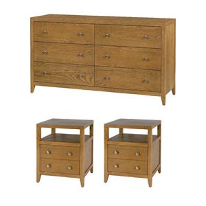 Pemberly Row Bedroom Set 3-Piece of 6-Drawer Dresser & 2-Drawer Nightstands