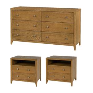 Pemberly Row Bedroom Set 3-Piece of 6-Drawer Dresser & 2-Drawer Nightstands