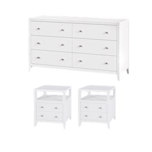 Pemberly Row Bedroom Set 3-Piece of 6-Drawer Dresser & 2-Drawer Nightstands