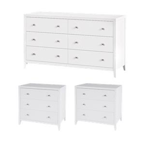Pemberly Row Bedroom Set 3-Piece 6-Drawer Dresser & 3-Drawer Chests
