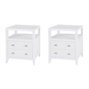 Pemberly Row Set of 2 21&quotW Wood 2-Drawer Nightstands in White