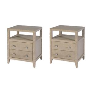 Pemberly Row Set of 2 21&quotW Wood 2-Drawer Nightstands in Taupe