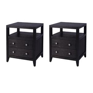 Pemberly Row Set of 2 21&quotW Wood 2-Drawer Nightstands in Coffee
