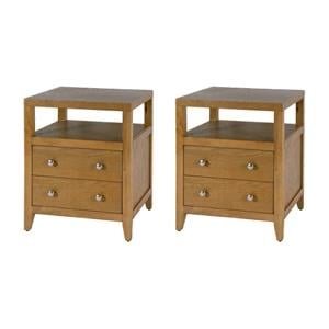 Pemberly Row Set of 2 21&quotW Wood 2-Drawer Nightstands-Natural