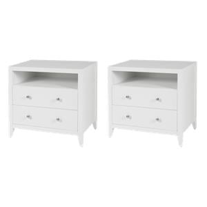 Pemberly Row Set of 2 28&quotW Wood 2-Drawer Nightstands in White
