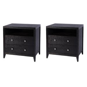 Pemberly Row Set of 2 28&quotW Wood 2-Drawer Nightstands in Coffee