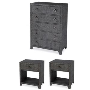 Pemberly Row Bedroom Set 3-Piece of 1-Drawer Nightstands & 5-Drawer Dresser