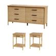 Pemberly Row Bedroom Set 3-Piece of 1-Drawer Nightstands & 6-Drawer Dresser