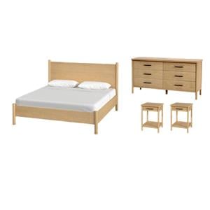Pemberly Row Bedroom Set 4-Piece of Nightstands & Dresser & King Bed