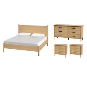 Pemberly Row Bedroom Set 4-Piece of Nightstands & Dresser & King Bed