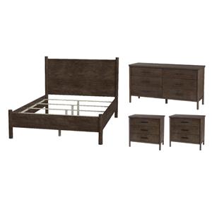 Pemberly Row Bedroom Set 4-Piece of Nightstands & Dresser & Queen Bed