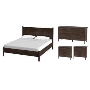 Pemberly Row Bedroom Set 4-Piece of Nightstands & Dresser & King Bed